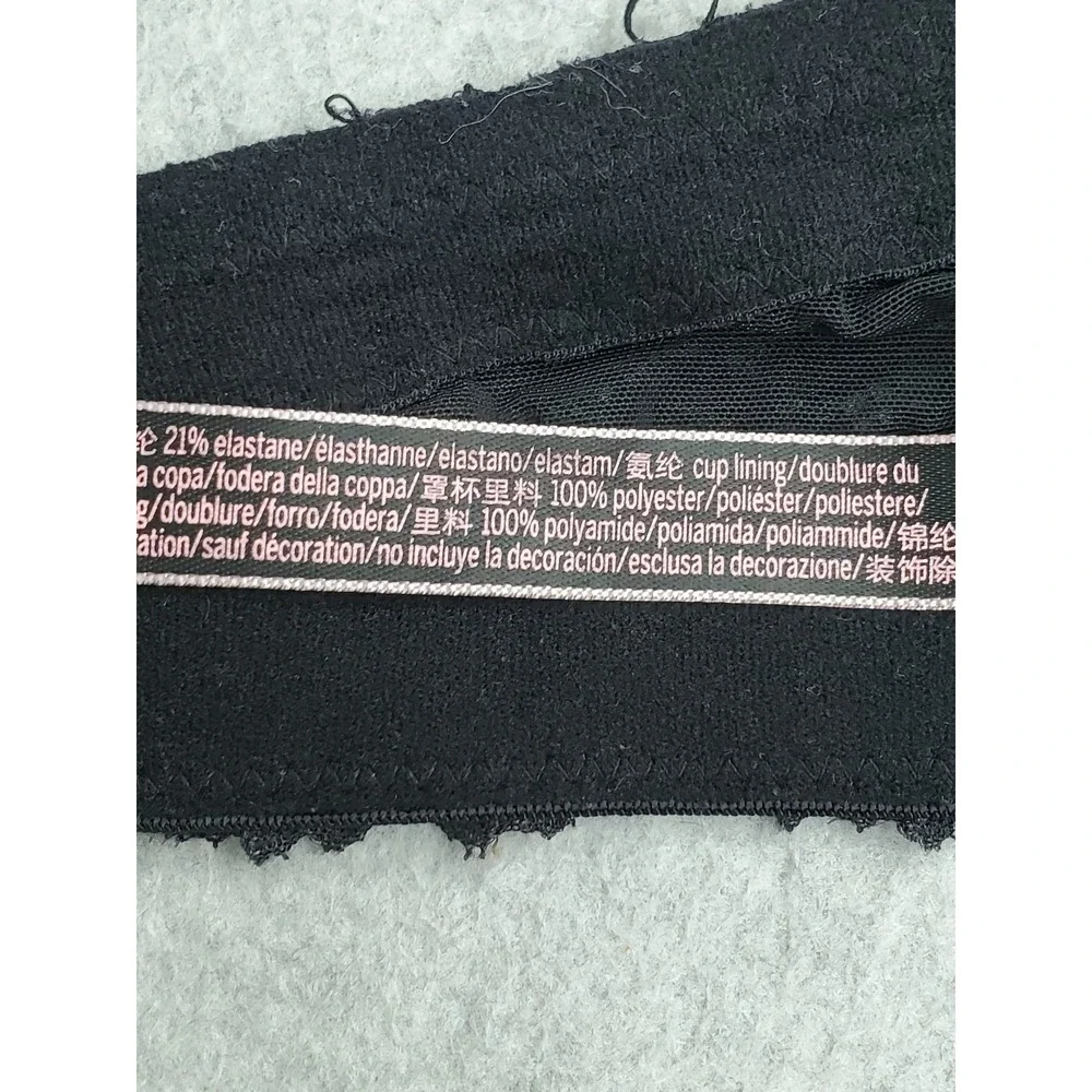 Victoria's Secret Women Bra 34D Black Dream Angels T Shirt Underwired Lace READ